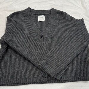 Abercrombie & Fitch Charcoal Ribbed Cardigan